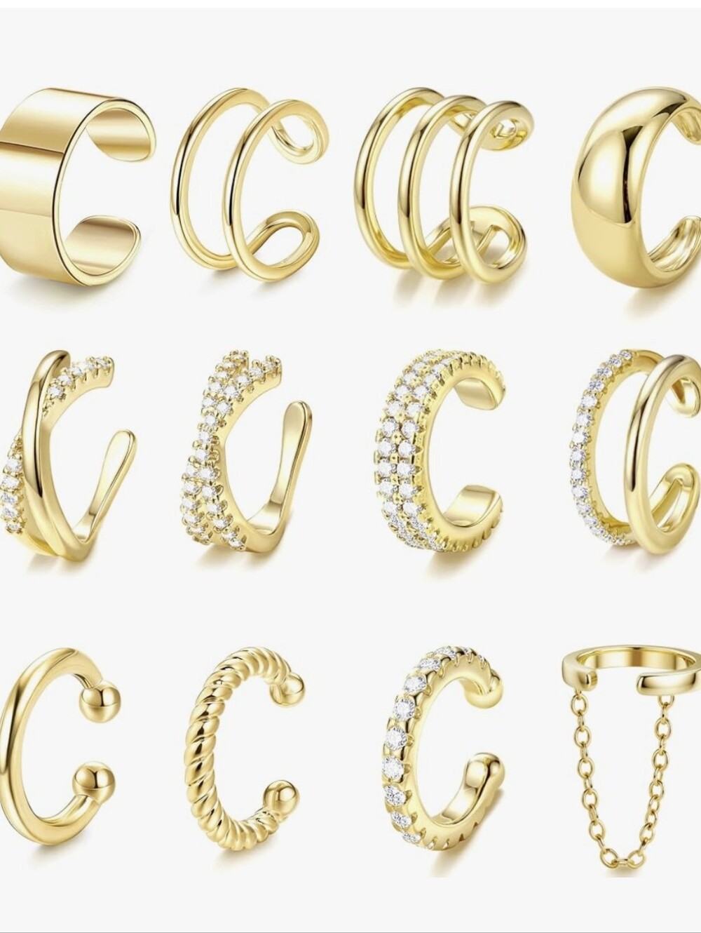 12pcs Gold Ear Cuff Set